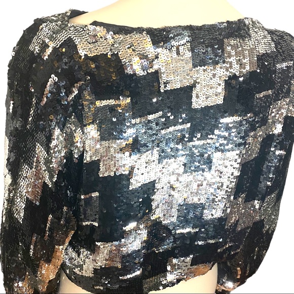 Vintage Sequins 70s Elastic Waist Disco Shirt - Picture 2 of 8